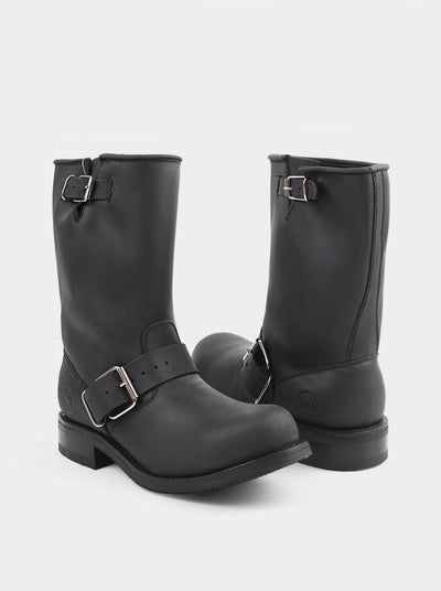 Bota Biker Siete Leguas Con Casco de Acero Crazy Negro Est. 1808