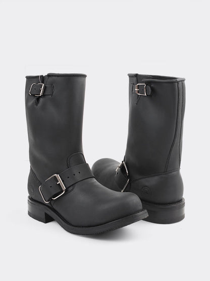Bota Biker Siete Leguas Con Casco de Acero Crazy Negro Est. 1808