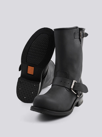 Bota Biker Siete Leguas Con Casco de Acero Crazy Negro Est. 1808