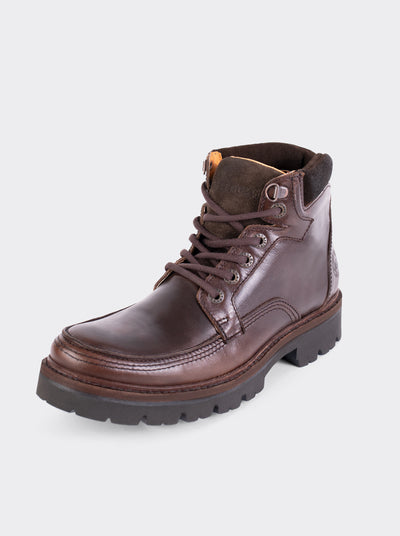 Bota Haiker de Vestir Moc Toe de Piel con Suela Extra Ligera Olmeca Café estilo 2705