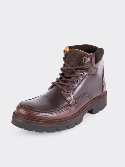 Bota Haiker de Vestir Moc Toe de Piel con Suela Extra Ligera Olmeca Café estilo 2705