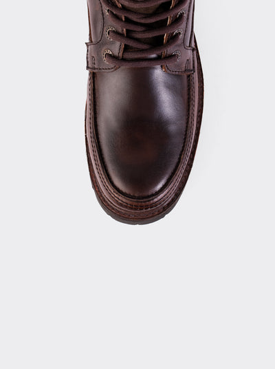 Bota Haiker de Vestir Moc Toe de Piel con Suela Extra Ligera Olmeca Café estilo 2705