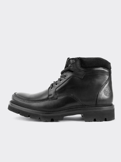 Bota Haiker de Vestir Moc Toe de Piel con Suela Extra Ligera Olmeca Negro estilo 2705