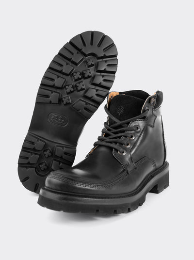 Bota Haiker de Vestir Moc Toe de Piel con Suela Extra Ligera Olmeca Negro estilo 2705