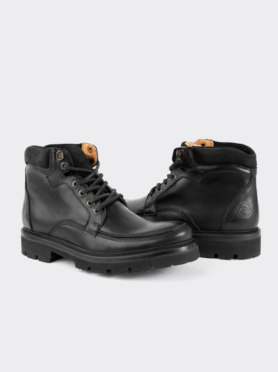 Bota Haiker de Vestir Moc Toe de Piel con Suela Extra Ligera Olmeca Negro estilo 2705