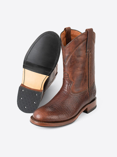 Bota de Bisonte Americano tipo Roper Siete Leguas Antiderrapante Dark Brown Est. 1000
