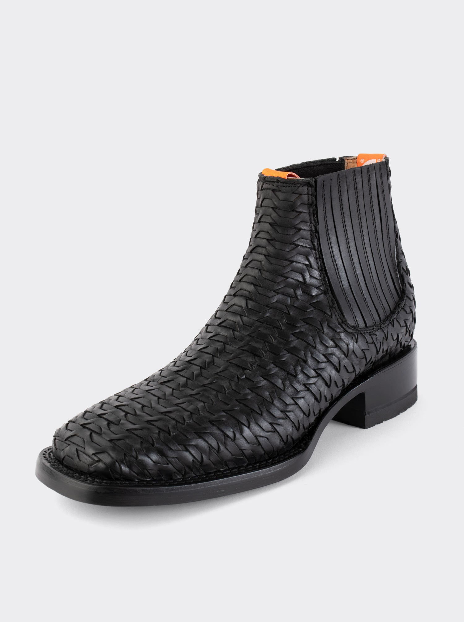 Botín Rodeo de Piel Tejida a Mano con Suela de Cuero Negro Estilo 3601