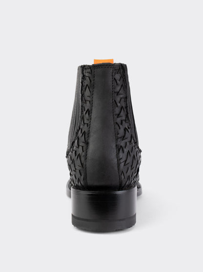 Botín Rodeo de Piel Tejida a Mano con Suela de Cuero Negro Estilo 3601
