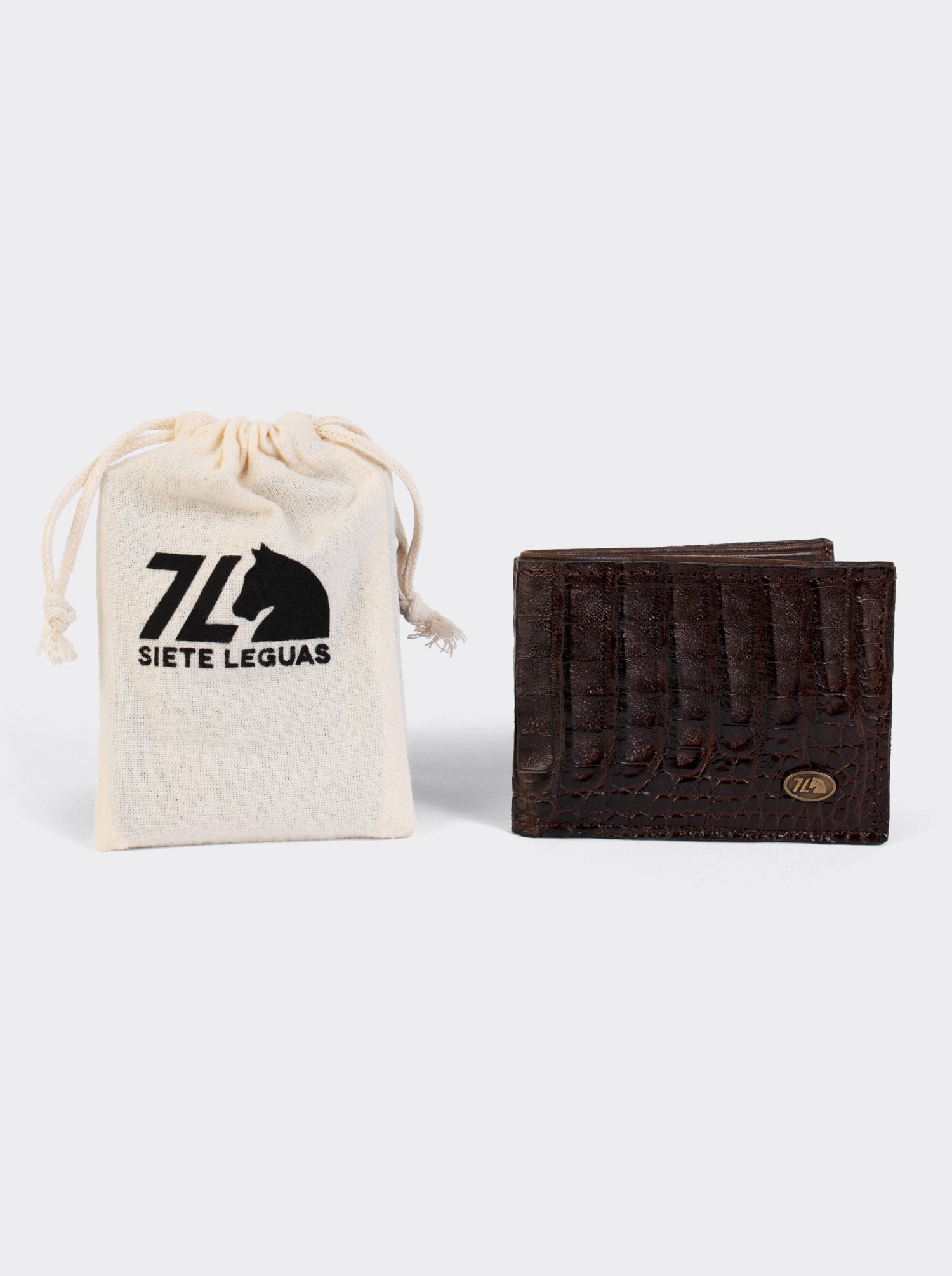 Cartera Legends de Piel Genuina de Cocodrilo Café