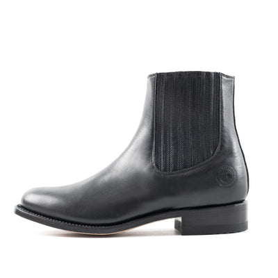 Botín Charro con Suela de Cuero Borrego Negro Estilo 6000
