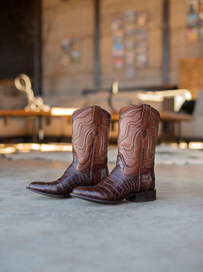 Bota Vaquera con Suela de Cuero en Piel Genuina de Moreleti Café Estilo 1055